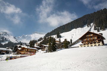 Landscape in the car free village of Murren, Switzerland.
