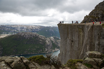 Preikestolen, or Pulpit Rock, a steep cliff in Norway.