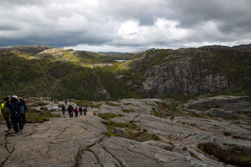Fototapeta premium Preikestolen, or Pulpit Rock, a steep cliff in Norway.