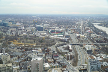 Naklejka na ściany i meble The City of Boston - aerial view - BOSTON , MASSACHUSETTS - APRIL 3, 2017
