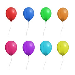 Vector set of realistic isolated balloons for celebration and decoration on the white background.