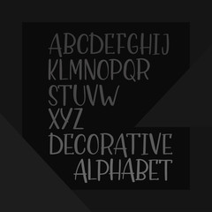 Calligraphic alphabet. Uppercase. Vector letters. Hand drawn decorative alphabet, handwritten vector font