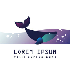 Flat whale logo, icon illustration