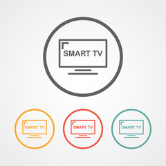 smart tv stroke line icon with various color