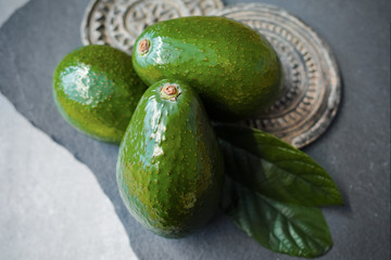 Green ripe avocados ready to eat