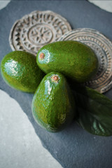 Green ripe avocados ready to eat