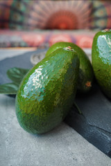 Green ripe avocados ready to eat