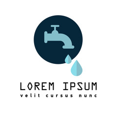 Flat Icon of faucet with a drop