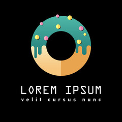 Flat logo for donut shop. Icon