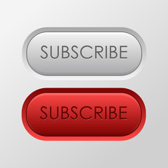 Vector realistic isolated subscribe buttons on the white background. Concept of social media and blog.
