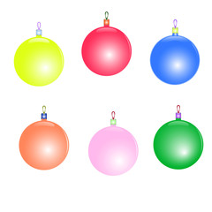 Игрушки  новогодние набор елочные разноцветные шары сферы  - obrazy, fototapety, plakaty