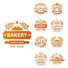 Bakery gold badge icon fashion modern style wheat vector retro food label design element isolated.