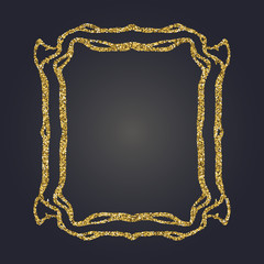 Art Nouveau gold glitter decorative rectangle vector frame for design. Art Deco style border