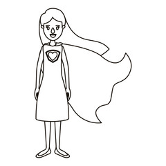 silhouette cartoon full body super hero woman with dress and cap vector illustration