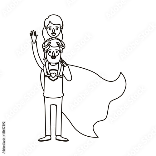 Download "silhouette cartoon full body super dad hero with girl on ...