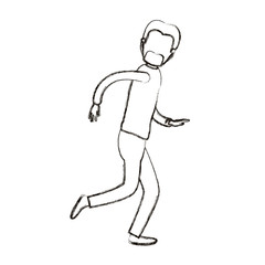 blurred silhouette cartoon full body faceless male person with beard and moustache running vector illustration
