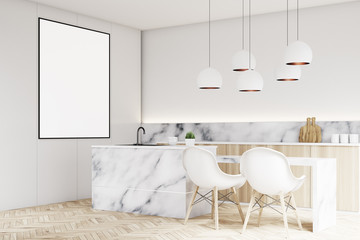 Modern kitchen with poster, corner