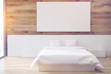 Wooden bedroom, poster, toned