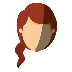 color image shading front view faceless closeup woman with redhead ponytail side hair vector illustration