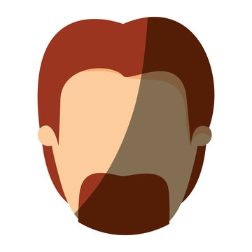 color image shading front view faceless man with beard and moustache with redhead hairstyle vector illustration