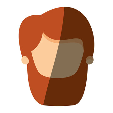 color image shading front view faceless bearded man with redhead hairstyle vector illustration