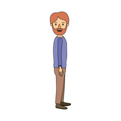 color image caricature full body man bearded looking to side vector illustration