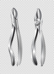 Two surgical pliers on transparent background