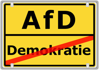 Schild: AfD vs. Demokratie