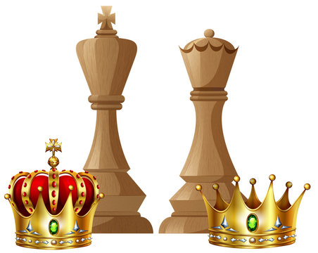 King and queen pieces of chess game