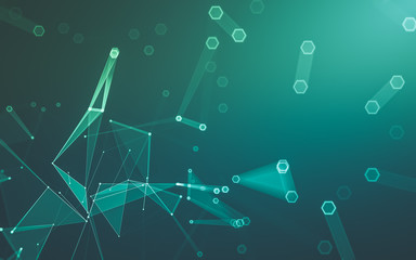 Abstract polygonal space low poly dark background, 3d rendering