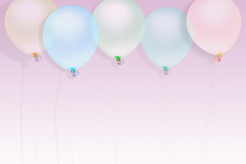 balloon color pastel for party time on pink background