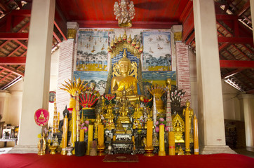 Wat Si Khun Mueang temple for thai people respect and praying with travelers people visit and travel at Chiang Khan