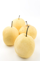 Chinese pear,Ripe Nashi pear,Golden Pear,pear fruit on white background