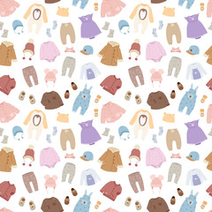 Vector baby clothes seamless pattern background