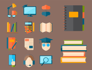 Education and school vector illustration web icon set college training graduate symbols.