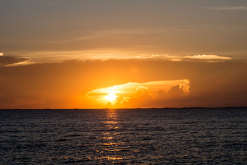 Golden light on the sky in evening , Colorful sky