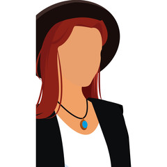 fashionable woman no face hat design vector illustration