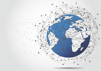 Global network connection. World map point and line composition concept of global business. Vector Illustration
