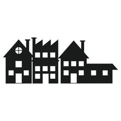 silhouette house building factory facade vector illustration