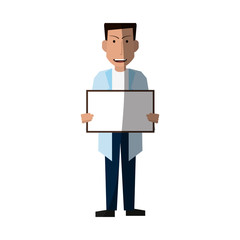 male medical doctor holding blank sign  icon image vector illustration design 
