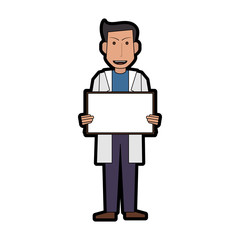 male medical doctor holding blank sign  icon image vector illustration design 
