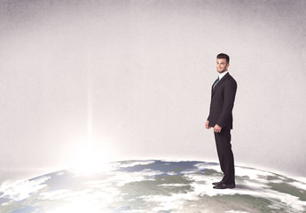 Fototapeta premium man standing in front of city landscape