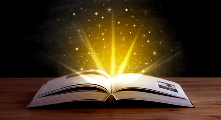 Fototapeta na wymiar Yellow lights over book