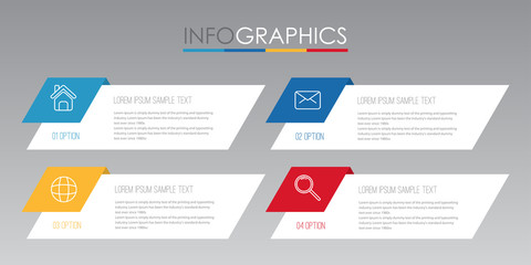 Modern Info-graphic Template for Business with four steps multi-Color design, labels design, Vector info-graphic element, Flat style vector illustration.