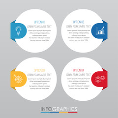Modern Info-graphic Template for Business with four steps multi-Color design, labels design, Vector info-graphic element, Flat style vector illustration.