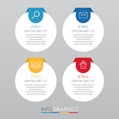 Modern Info-graphic Template for Business with four steps multi-Color design, labels design, Vector info-graphic element, Flat style vector illustration.