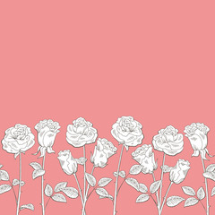 Rose flower graphic pink color seamless background sketch illustration vector