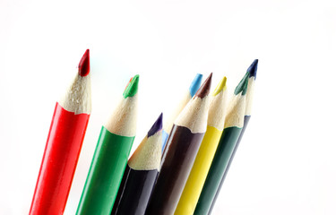 close up on colorful pencil isolated on white background