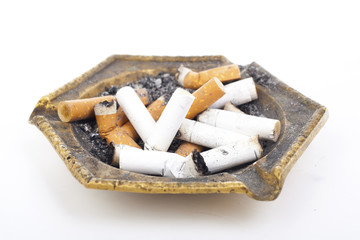 Cigarette butts in ashtray.
