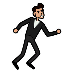 young man moving with raised arms icon image vector illustration design 